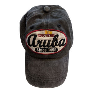 Aruba "One Happy Island" Slide Back Hat Unisex Adjustable Charcoal